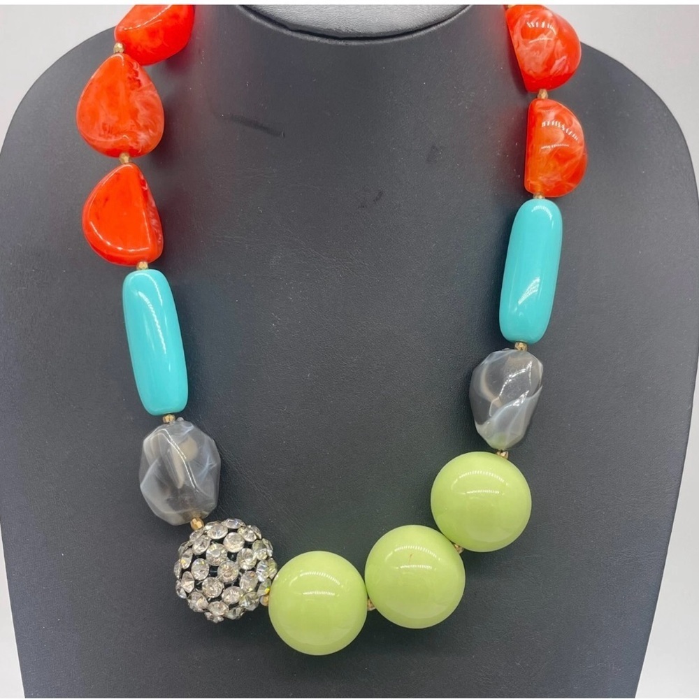 Multicolored Rhinestone Necklace - Picture 2 of 7